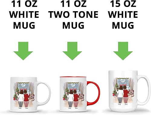 Miniatura 11 de Gossby Taza de café de Navidad personalizada para amigas, regalos de amistad personalizados para mujeres con diseño, nombre, regalo de mujer para 3