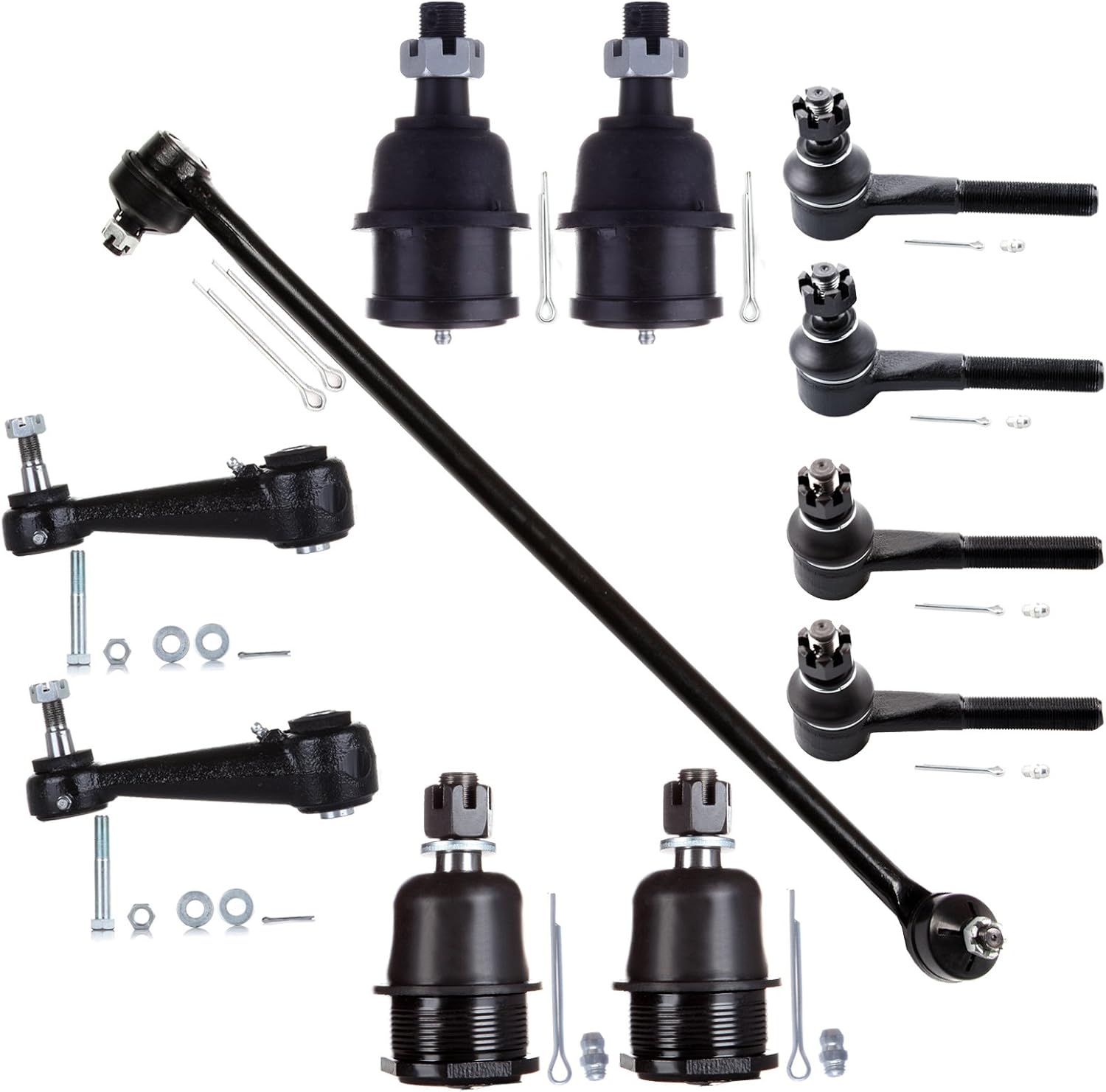 SCITOO 11PC Front Suspension Kit for Dodge Center Link Inner Tie Rod Ends Lower Ball Joints - Standard Suspension Upper Ball Joints Idler Arm Outer Tie Rod Ends Auto Parts