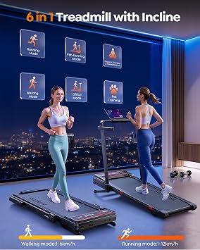 Acezoe Foldable Treadmill for Home with 15% Auto Incline, 6-in-1 Under Desk Walking Pad with Handles, 3.0HP Quiet Motor, 12 km/h Running Machine for Heavy People, Large Running Belt, APP, Speaker