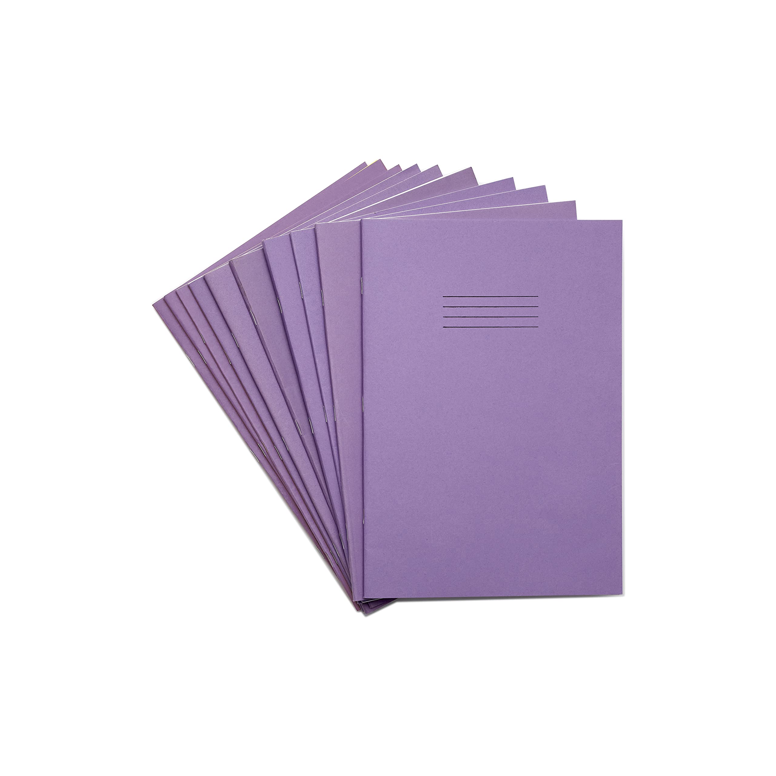 Rhino A4 Exercise Books, 32-Page / 8mm Lined with Margin Paper Notebook, 10-Pack, Office & School Stationery Supplies, Purple — image 1