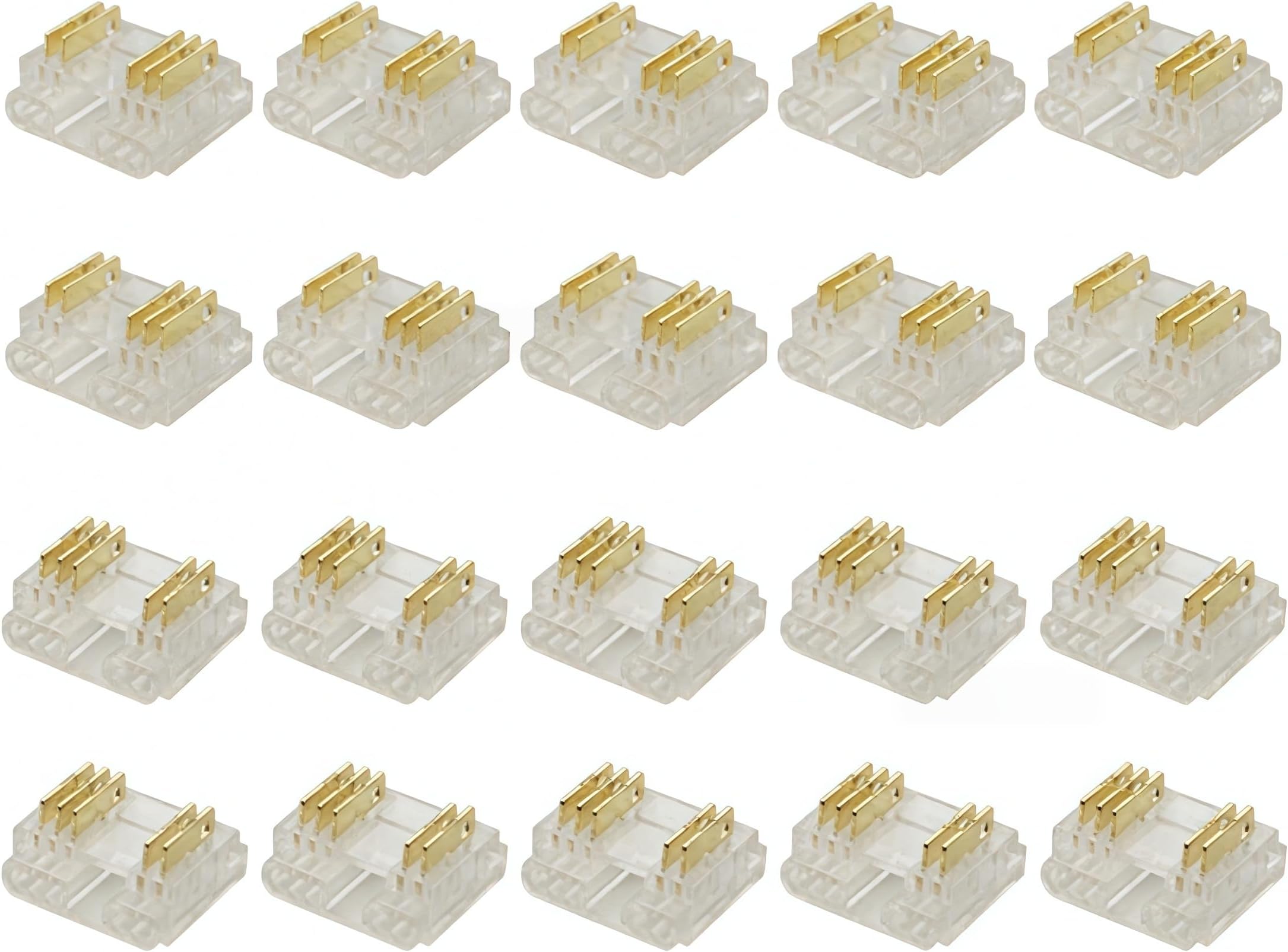 5-Pin RGBW LED Strip Connectors, 12mm COB Solderless Clips | Forward and Reverse Pairs Link Sections Through Wire for Clean Right-Angle Runs