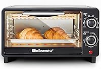 Elite Gourmet ETO490 9L 4-Slice Countertop Toaster Oven, Bake Broil Toast, 450°F Control, 30-Min Timer, Black