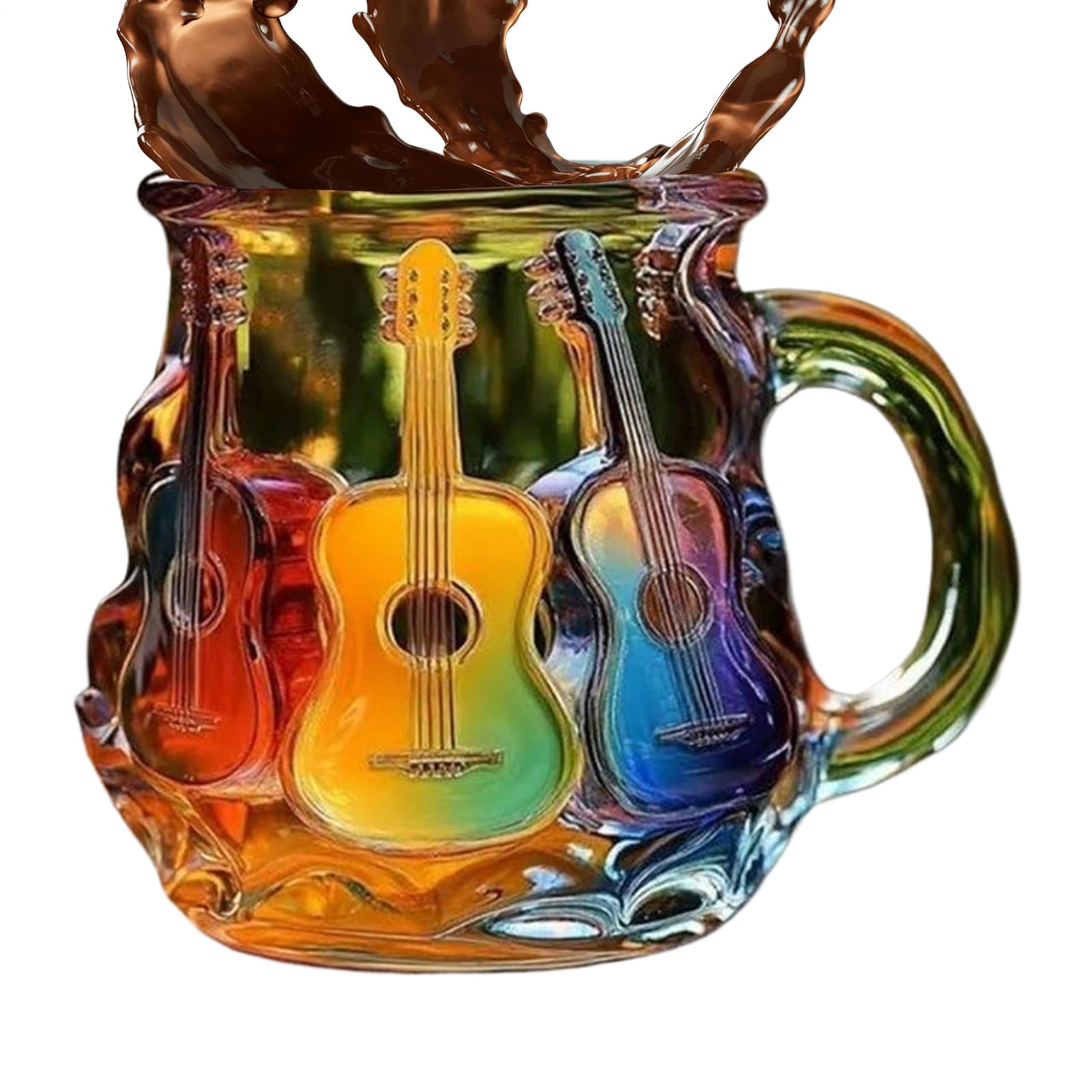 Tasse design guitare arc-en-ciel pour embellir votre bureau ou salon