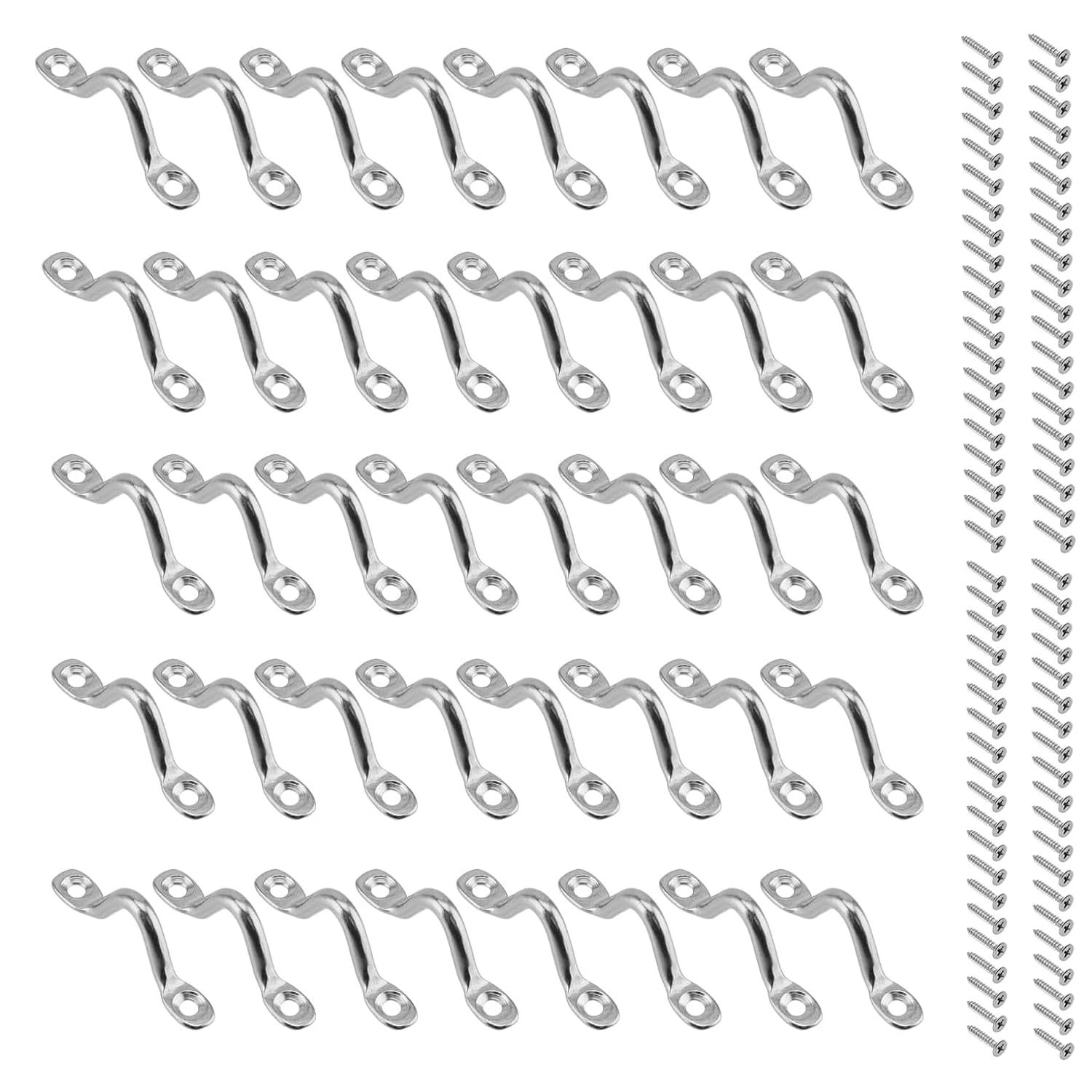40 Pièces Plaque Oeillet Acier Inoxydable 304 M4 Boucles de Pont pour Kayaks Boat Top Pad Eye Pontet INOX Pontet INOX Oeil Plaques avec 80 Pièces Vis pour Canoe Bateau Bimini Rigging