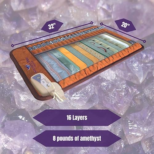 Miniatura 2 de Ereada - Alfombrilla de amatista infrarroja pequeña, 32 pulgadas de largo x 20 pulgadas de ancho, almohadilla térmica FIR ajustable de 86 a 158 F