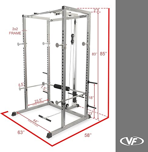 Miniatura 2 de Valor Fitness BD-7 Power Rack - Soporte para sentadillas y banco de prensa de banco con accesorio desplegable LAT y otras opciones de paquete de