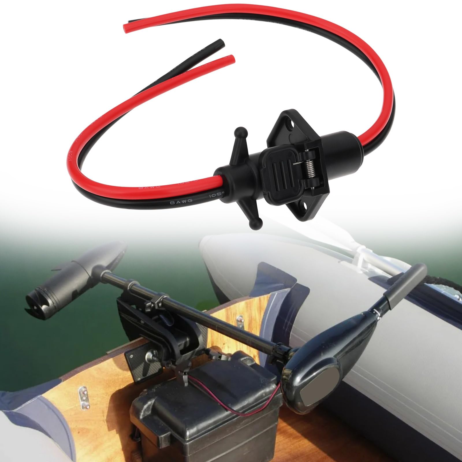 1 Par de Enchufes Y Tomas de Corriente para Motor de Arrastre Marino de 12 V 2 Pines Calibre 8 AWG Compatible con Minn Kota