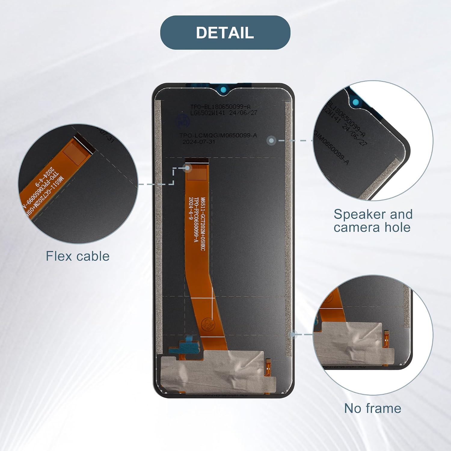 LCD Display Touch Screen Digitizer Assembly Repair Replacement 6.5" for Vortex J24 with Tools（Black）