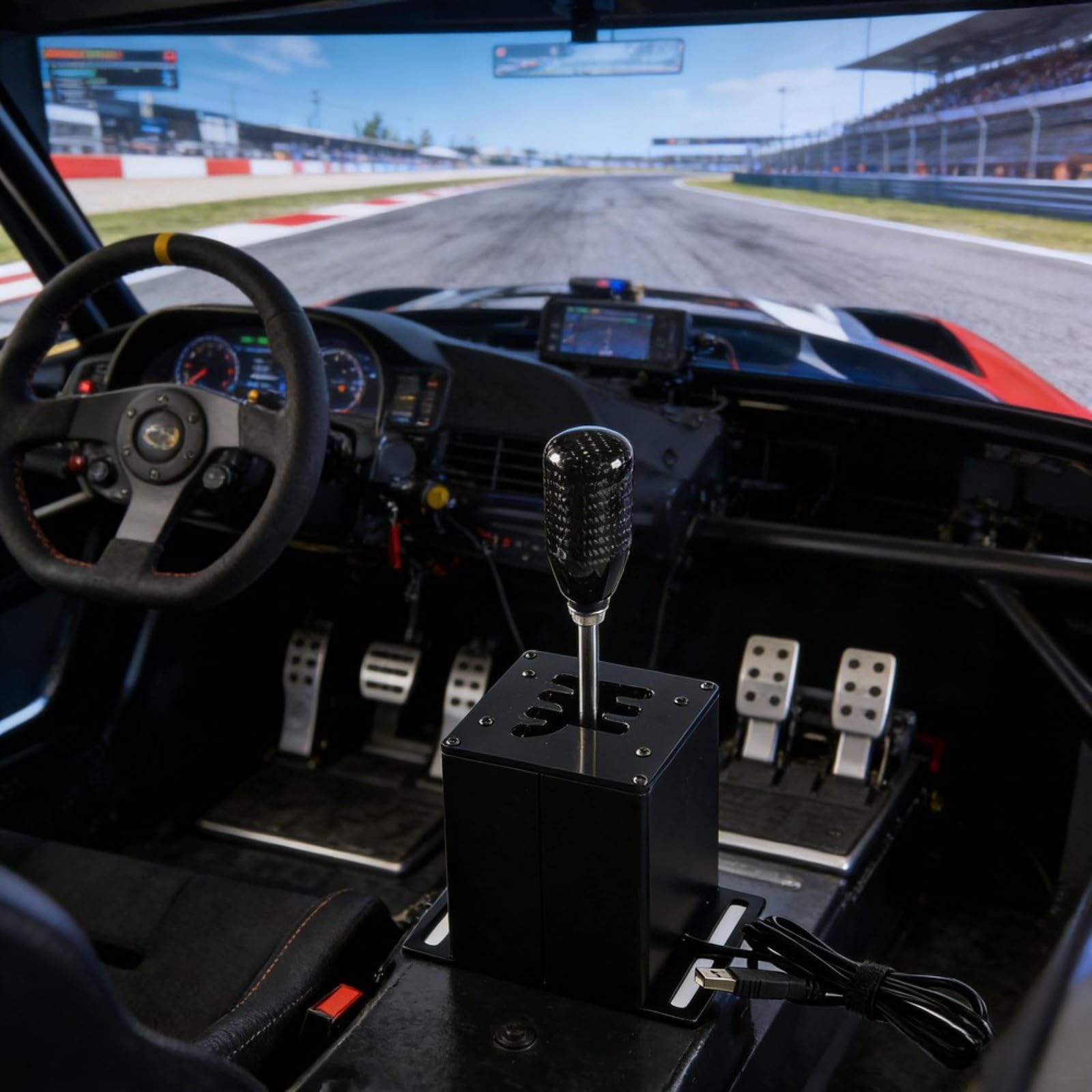 HpLive PC USB Schalthebel Emulator Aus Metall Für Logitech G29/G27/G25/G920 Und Für THRUSTMASTER T300RS/GT Lenkräder, Racing Zubehör, Gaming Handbremse, Schwarz(7-Speed)