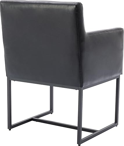 Miniatura 6 de Juego de 4 sillas de comedor tapizadas con reposabrazos, de piel sintética, sillas de cocina y comedor, color negro Marco negro Pu-negro,Marco