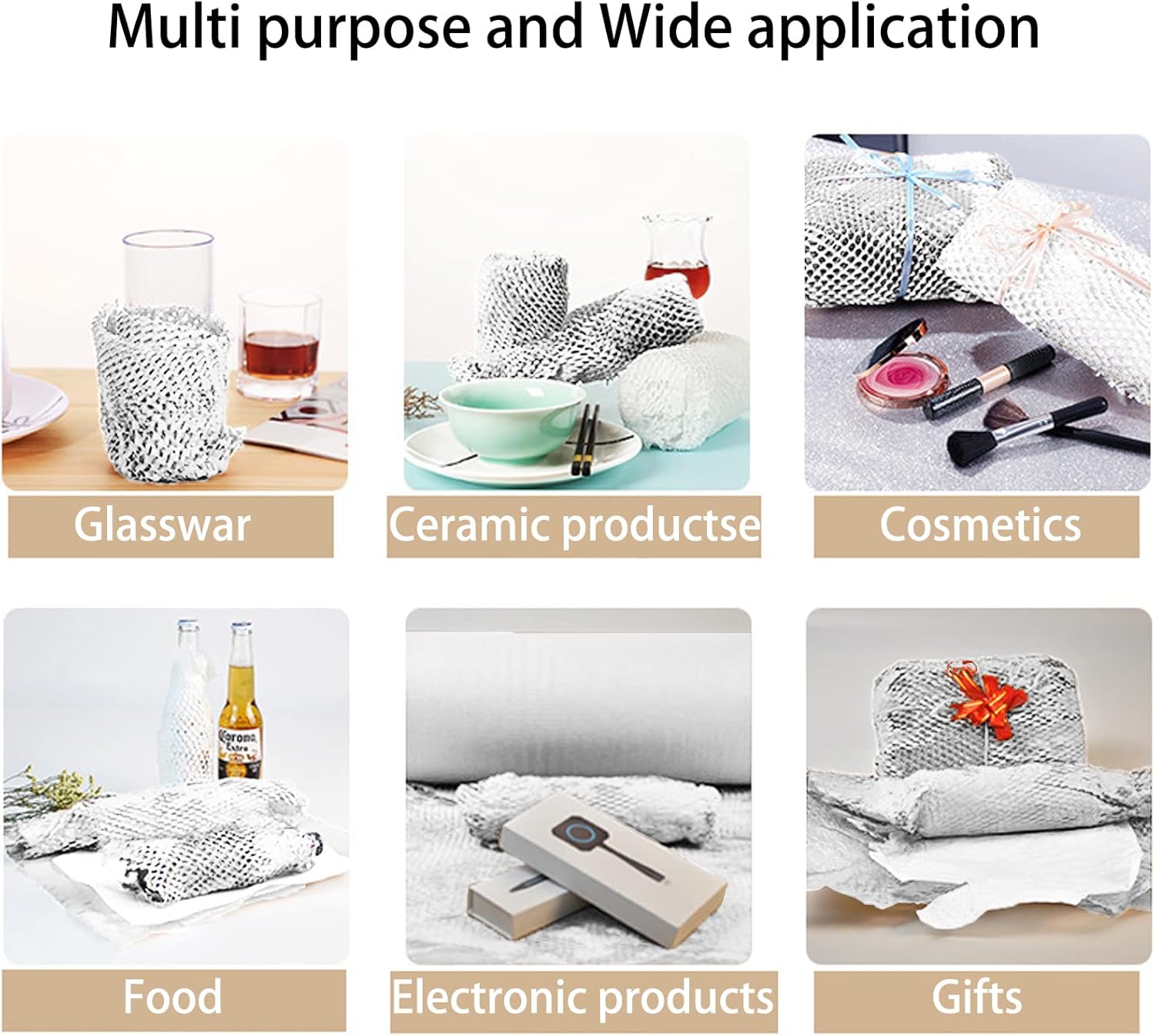onesimcr White Honeycomb Wrapping Paper Wrap 15"x131' Sustainable Alternative to Bubble Wrap for Moving/Transporting/Packaging Rolls with 20 Fragile Stickers Biodegradable and Fully Recyclable…