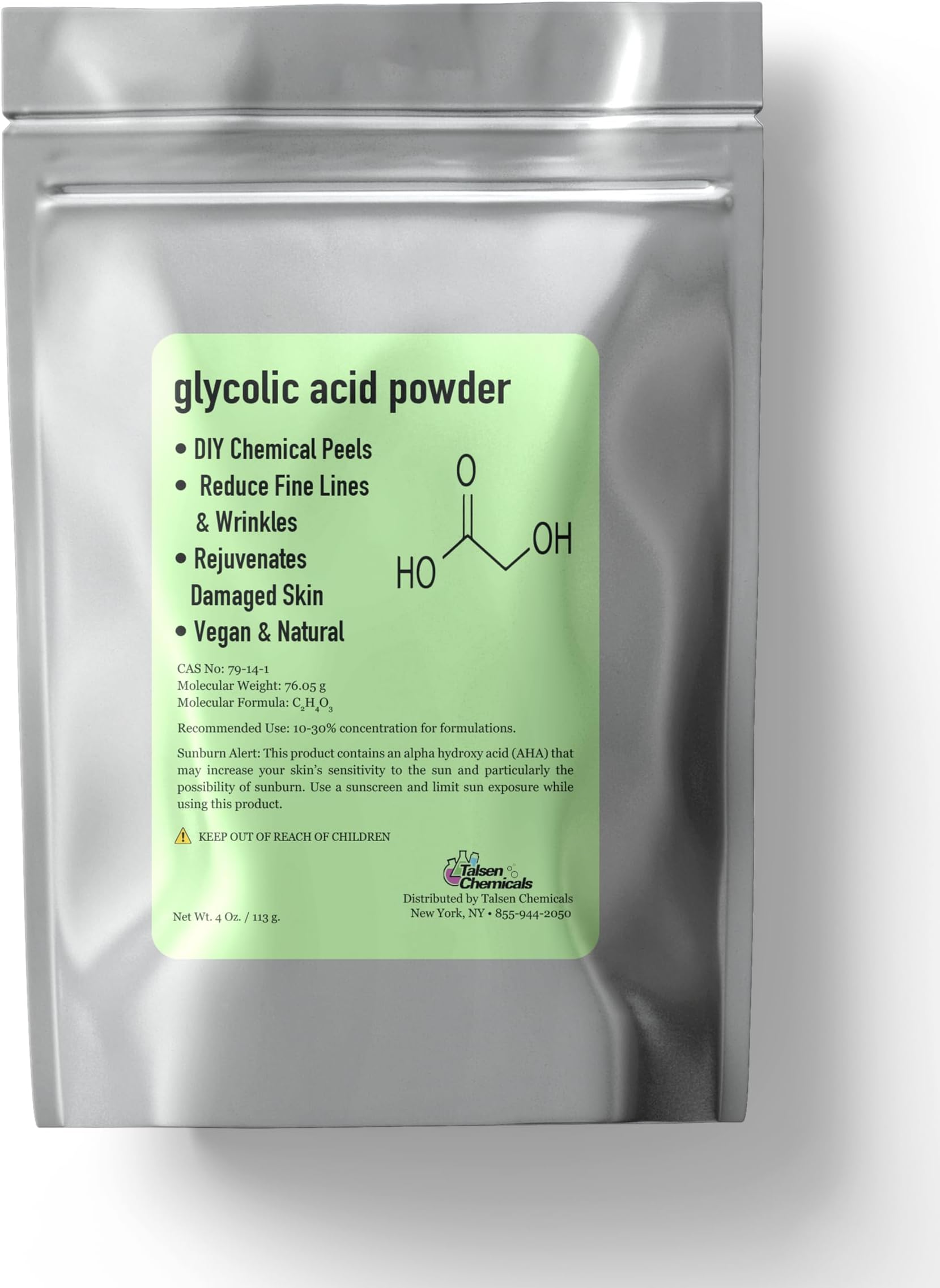 Glycolic Acid Powder DIY Glycolic Crystal Powder is Pure, DIY Cosmetics (4 Oz/113 grams)