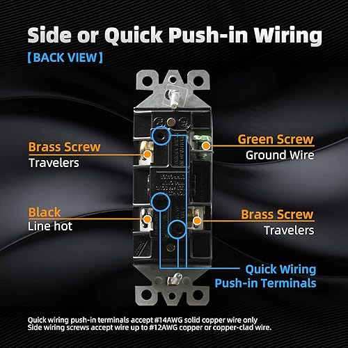 Vista 78 de Elegrp Interruptor de luz, 3 vías, 15 amperios, 120-277 voltios, reemplazo de pared de paleta basculante, corriente alterna, autopuesta a tierra