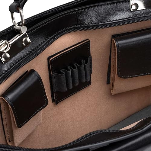 Miniatura 5 de Maxwell Scott - Mens Luxury Italian Leather Large Square Briefcase - Zip Closure - Handmade in Italy - The Alanzo