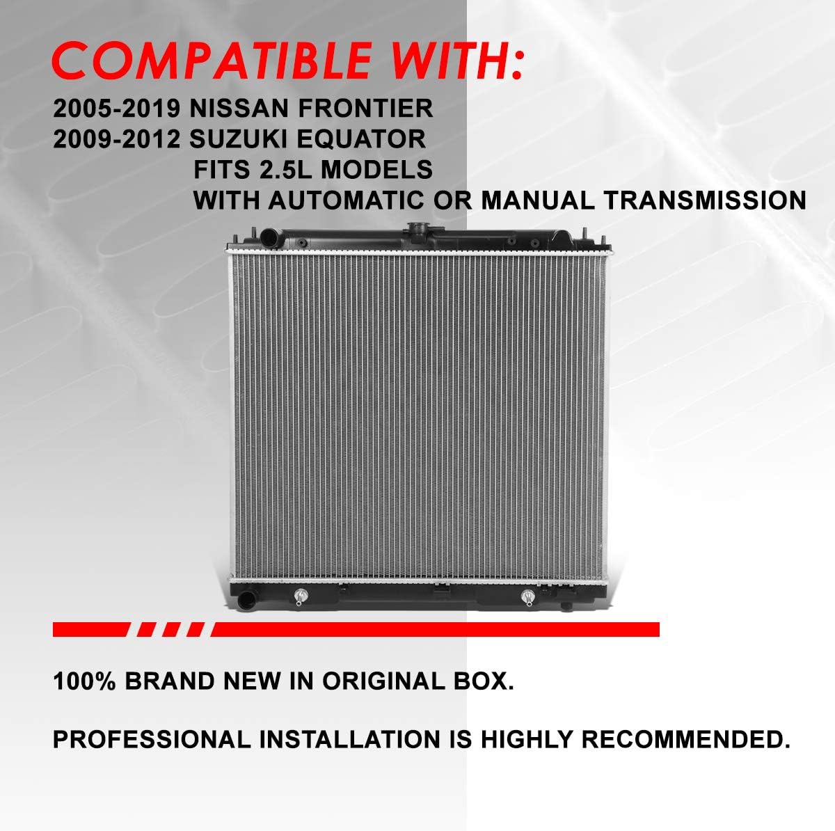 Auto Dynasty Radiator Compatible with 2005-2019 Frontier Suzuki Equator 2.5L AT/MT, DPI 2808 Factory Style 1-Row Cooling Radiator, Aluminum Core