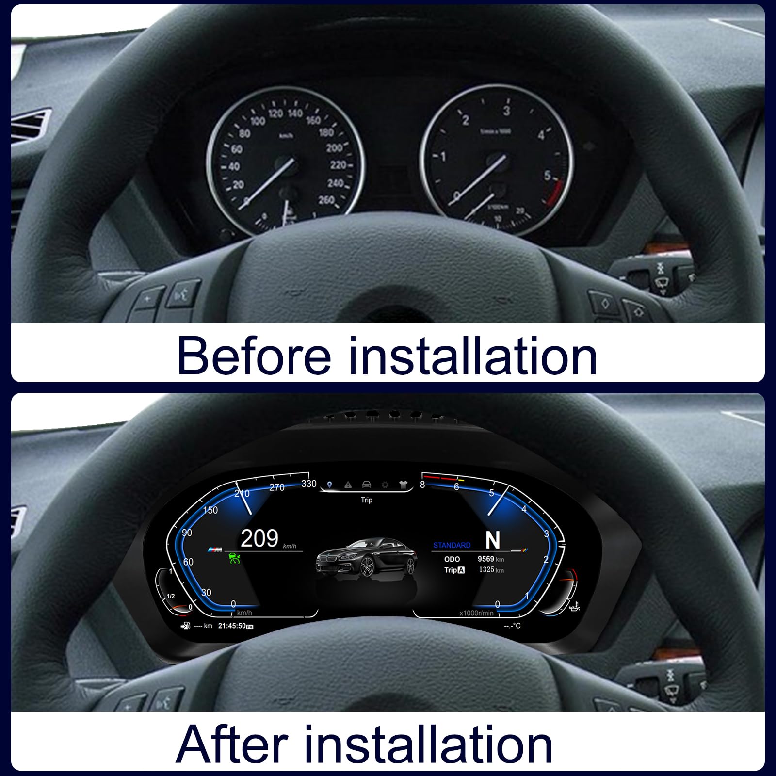 Combiné d’instruments numérique LCD 12,3 pouces pour BMW X5 E70 & X6 E71 (2006–2013) Remplacement du tableau de bord