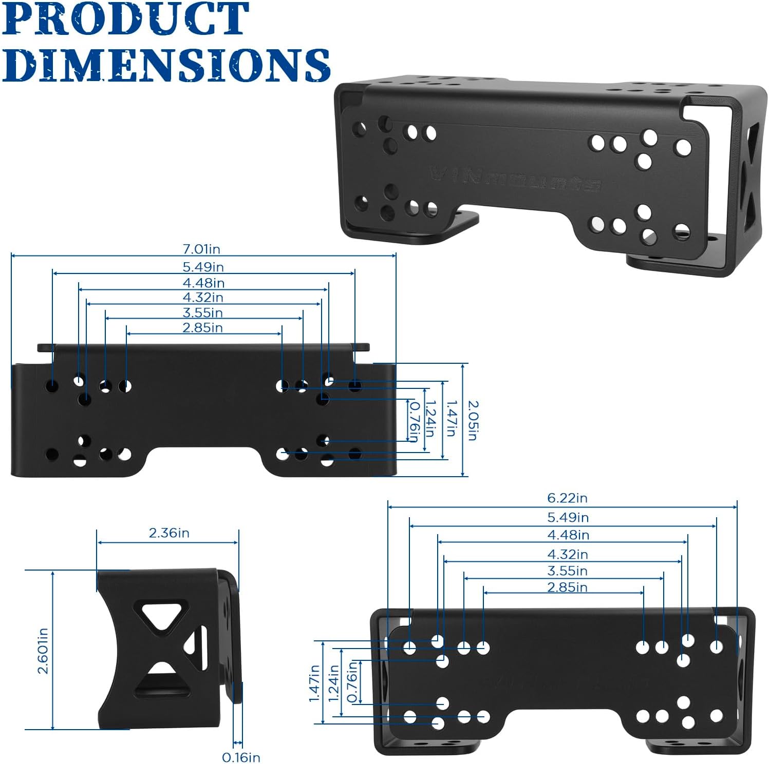 Double Fish Finder Mount Extension Accessories,for 5"-12" Fishfinders & Chartplotters, Compatible with Lowrance, Garmin, Humminbird Fishfinder