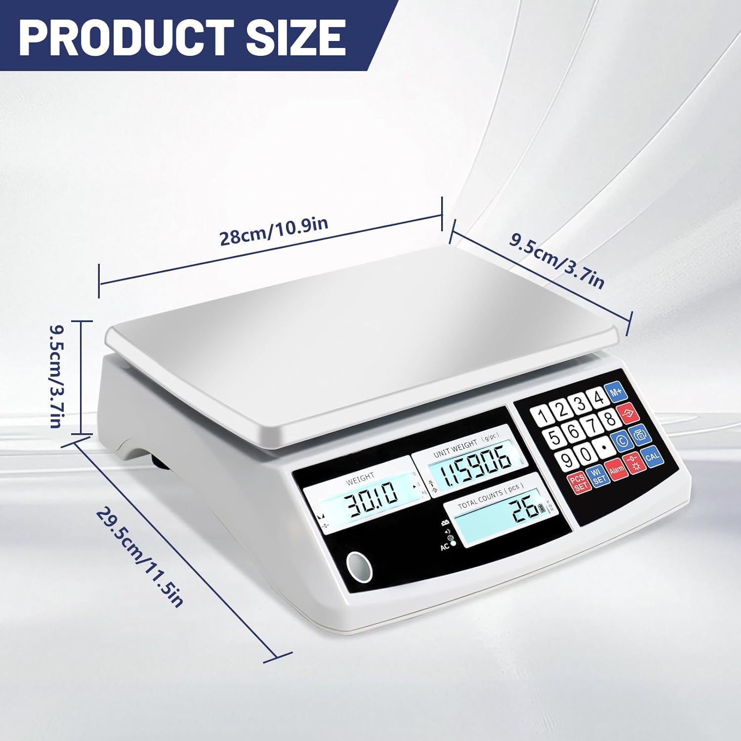 Industrial Counting Scale, Coin Scale to weigh Coins for Collectors, Scale for Parts and Coins,Digital Inventory Scale with Alarm Mode, (30kg/66lb, 0.1g), g/kg/lb