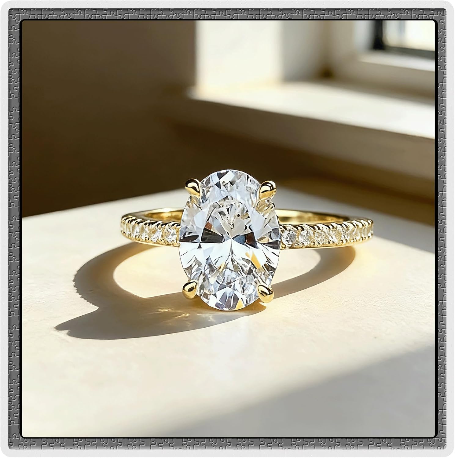 14K Gold Plated Oval Engagement Ring for Women 925 Sterling Silver 1CT/2CT/3CT Solitaire CZ Cubic Zirconia Promise Ring Wedding Band Size 5-9