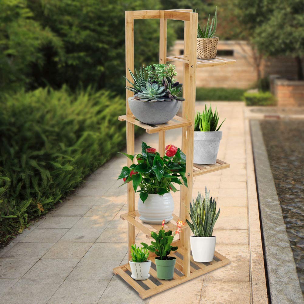 Yedcxup Support de Fleurs en Bois Set, Support à Plantes Modulable en 2