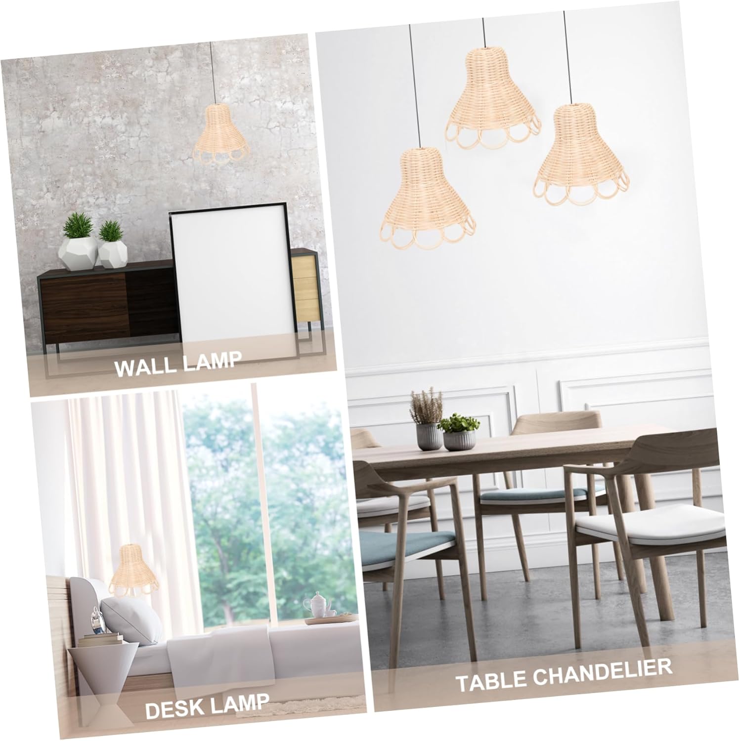 MAGICLULU 3pcs Woven Rattan Ceiling Light Shade Pendant Lamp Cover for Rustic Home Decor Easy to Install Hanging Light Fixture for Living Room Bedroom Cafe and Events