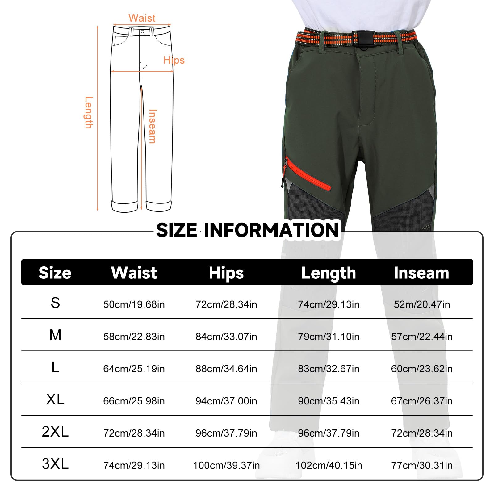 BWBIKE Pantalones de Invierno Cálidos a Prueba de Viento Forrados de Vellón, Pantalones Aislantes de Esquí de Caparazón Suave Repelentes al Agua con Cintura Expandible para Exteriores