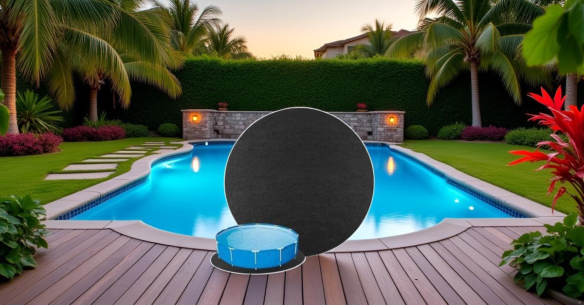 Schwimmbecken Matte Pool Bodenplane Faltbarer Boden-Poolmatte Für Aufstellpools Bis Ø 400 cm, UV-Stabil & Reißfest, Schwarz (4 Meter rund)