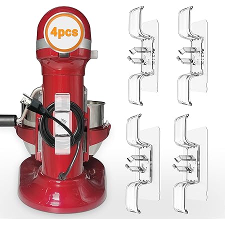 Cord Organizer Winder for Kitchen Appliance: 4Pcs Tidy Wrap Cord Holder, Adhesive Cord Wrapper,Cable Holder for Kitchen Aid Mixer, Appliances Chord Stick on Cord Keeper,Power Cord Winder