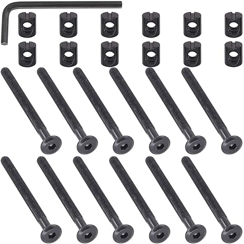 Pernos hexagonales chapados en zinc negro, M6 x 2.756 in, 24 unidades, pernos de cuna y tuercas de barril de repuesto para cunas, camas, sillas,