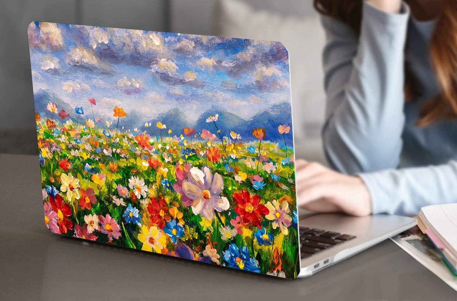 Compatible with MacBook Air 13 Inch Case 2017 2016 2015 2014 2013 2012 2011 2010 Release A1466/A1369, Plastic Hard Shell Case + Keyboard Cover + Screen Protector - Flowers