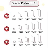 Vista 2 de Hilitchi Kit surtido de tornillos y tuercas de acero inoxidable M3 M4 M5, 510 piezas, tornillos y tuercas de acero inoxidable 304 (enchufe hexagonal)