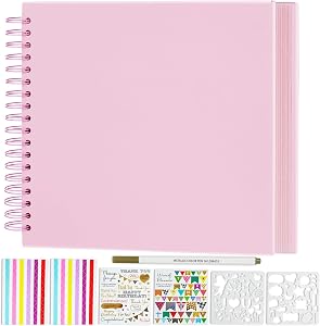 Artmag DIY Scrapbook Album 8 x 8 Inch Hardcover Kraft Blank Paper Scrap Book with 20 Sheets Memory Book for Family Wedding Photography Anniversary (Pink)