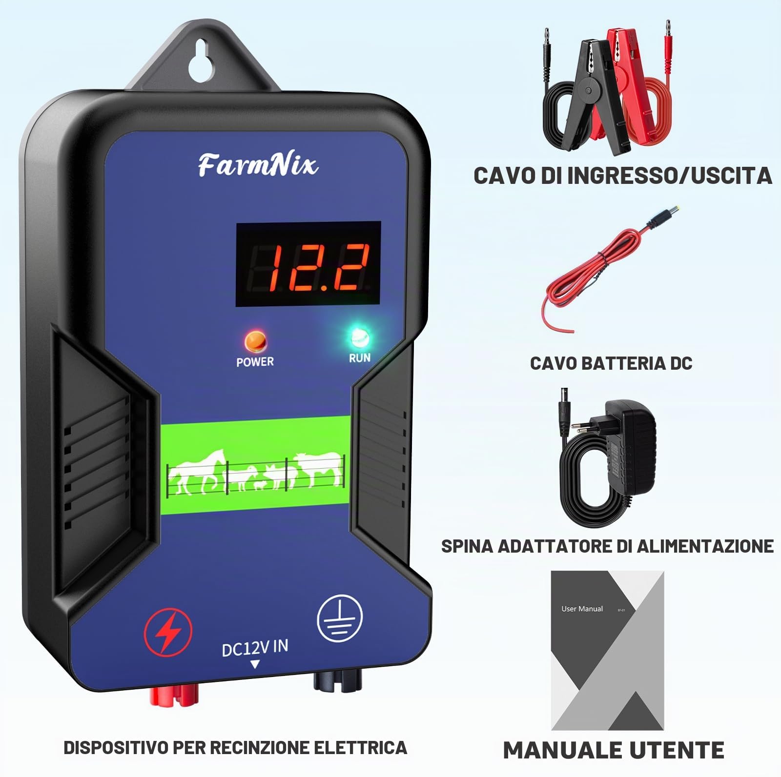15KM Recinto Elettrico per Animali, 2J/12kV Pastore Elettrico | Controllore di Impulsi ad Alta Tensione Sicuro Fattoria degli Animali Recinzione,Per Mucche, Bestiame, Allevamento Di Pollame