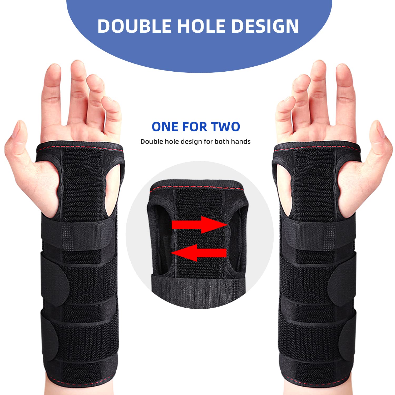 Offtrte Carpal Tunnel Splint, Wrist Brace for Men & Women, supporto regolabile a compressione per mani destra e sinistra per rilievo, tendinite, artrite, spray, Nero