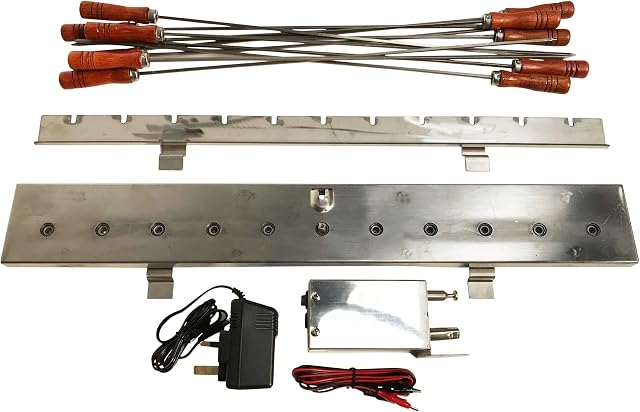 SunshineBBQs Electric Kebab Rotisserie Cypriot Gearing System with Motor & 11 Skewers affix to your BBQ