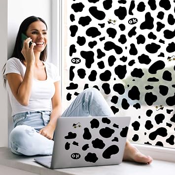 600Pcs Cow Print Stickers, Black Self-Adhesive Wall Decals