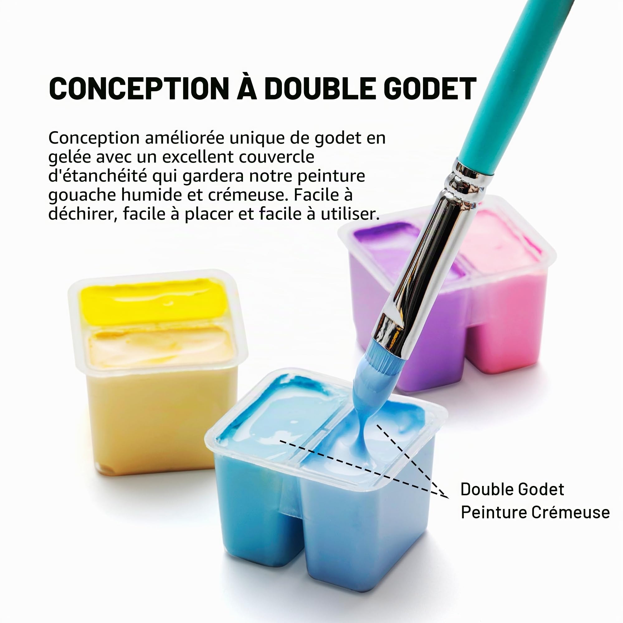 HIMI Ensemble de peinture gouache double tasse, 112 couleurs, 12 g, non toxique pour toile et papier, fournitures artistiques pour professionnels et débutants (bleu glacier)