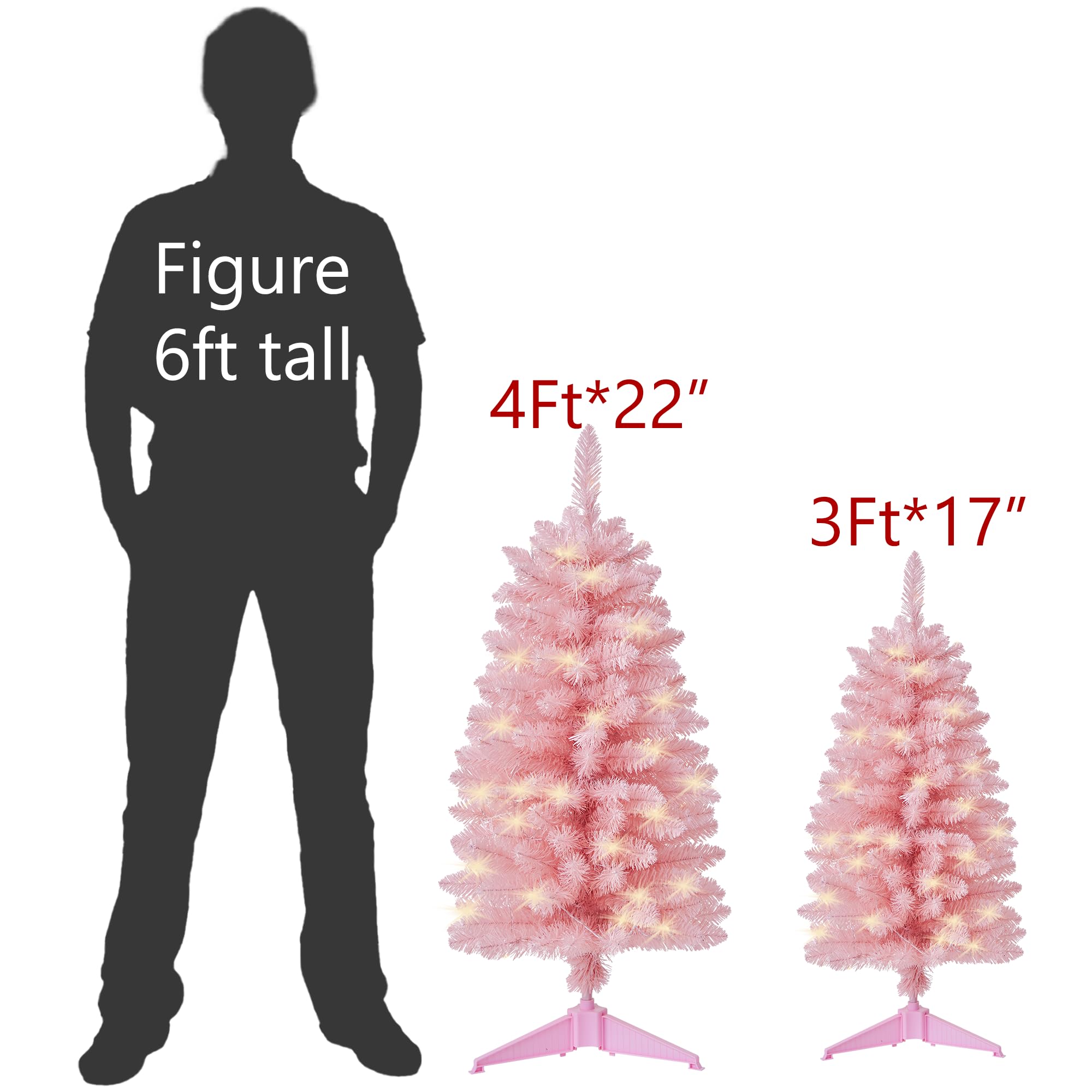 Pre-Lit Artificial Christmas Tree 3Ft, Battery Operated Desktop Xmas Tree with 50 LED 160 Branch Tips Mini Christmas Tree Decoration Indoor Outdoor