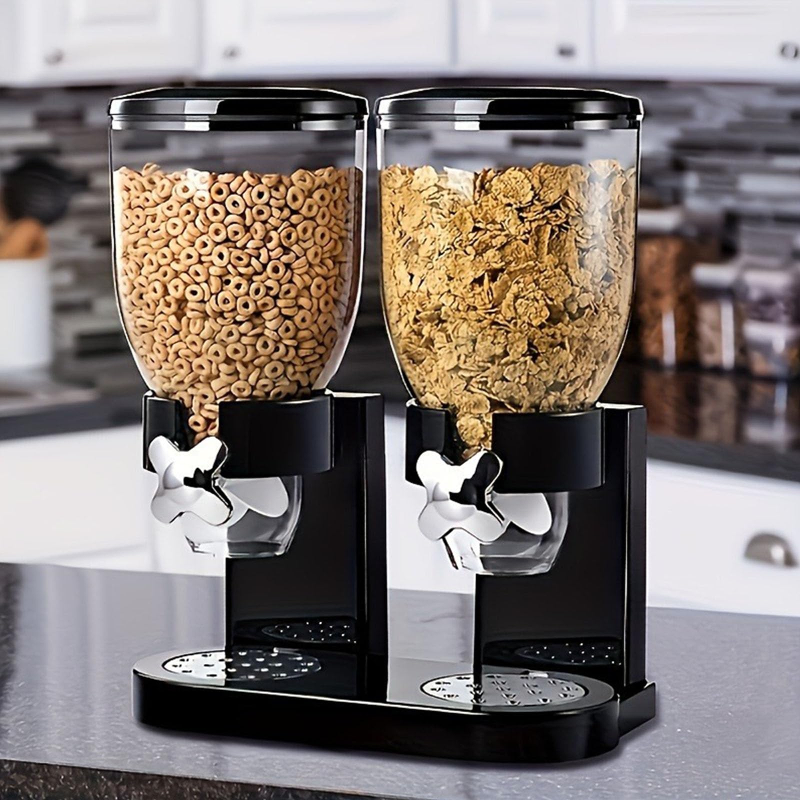 Distributore di cereali ad alta capacità da 2 litri, meccanismo di controllo triplo per un facile accesso agli snack e contenitore di stoccaggio