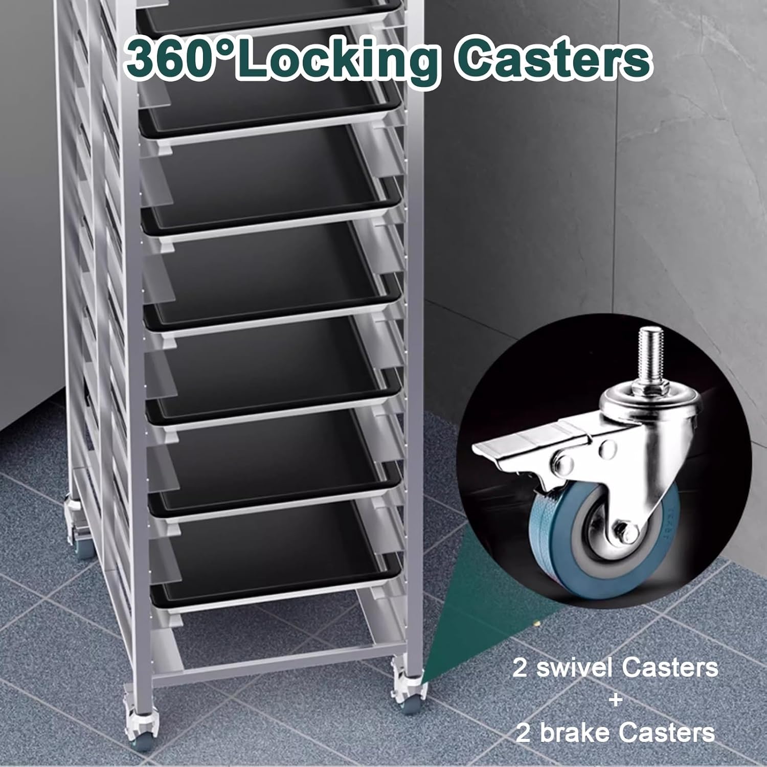 WDJBPSH 16-tier Bread Baking Speed Rack on Wheels, Large Commercial Sheet Pan Drying Holder for Organizing Bread/Cakes/Trays In Kitchens, Bakeries & Catering