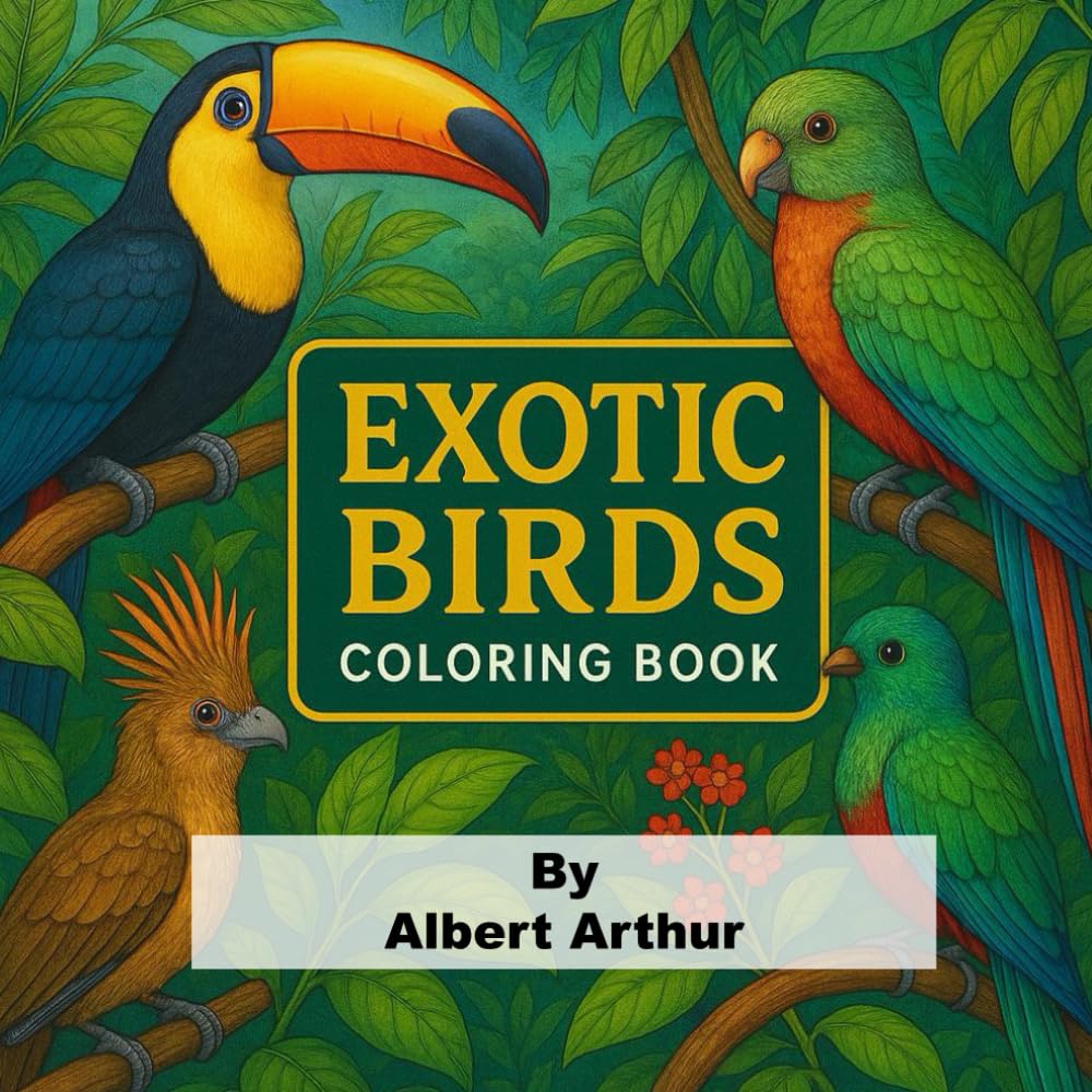 EXOTIC BIRDS COLORING BOOK FOR KIDS: Educational coloring pages of with exotic birds for children age 4-10