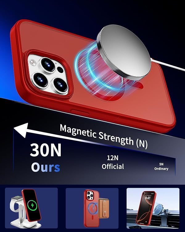 DecaStars Magnetic for iPhone 15 Pro Case, Translucent Matte, Red by DecaStars - Used condition - Image 5