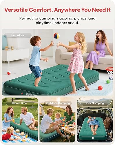 Miniatura 7 de QPAU Colchón de aire de tamaño individual  9 pulgadas de grosor R810 colchón inflable aislado con espuma cómoda y bomba de pie, colchón de aire