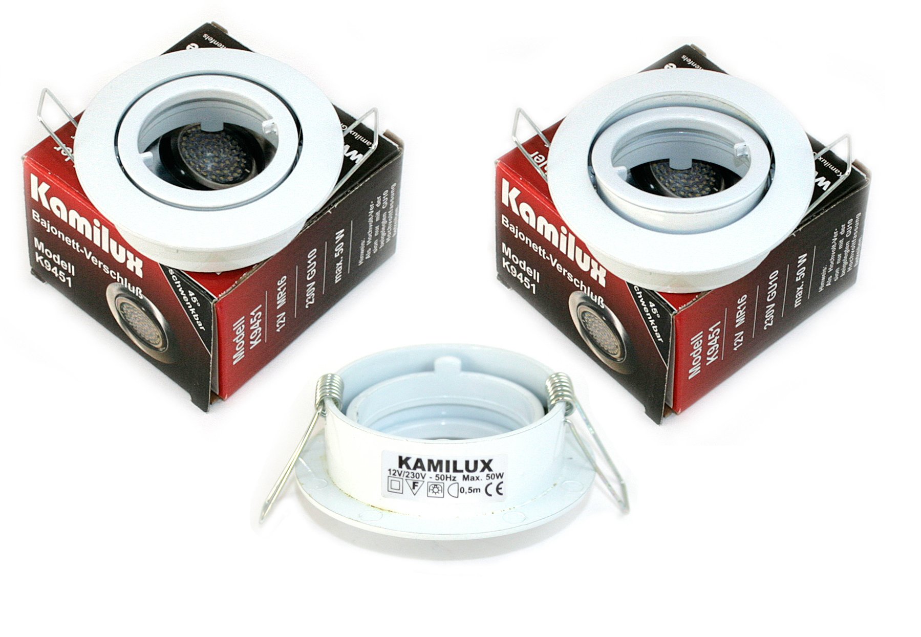 6er Set Power LED Einbauleuchte Bajo 230V GU10 weiss + Power LED 5 Watt in tageslichtweiss
