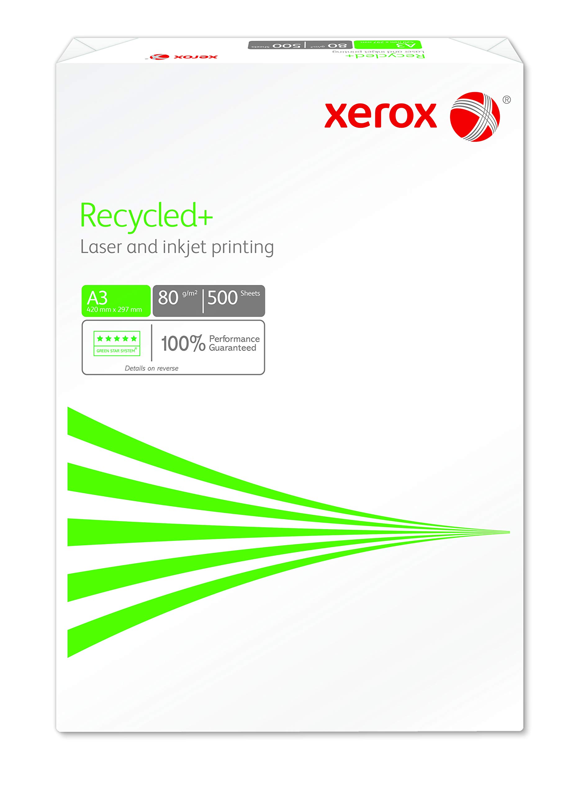 Xerox Recycled+ Papier 003R91913 - DIN A3 80 g/m² - Kopierpapier für Laserdrucker und Kopierer - aus 100% Altpapier - 1 Karton, 5 Pakete, 2.500 Blatt - Blauer Engel zertifiziert