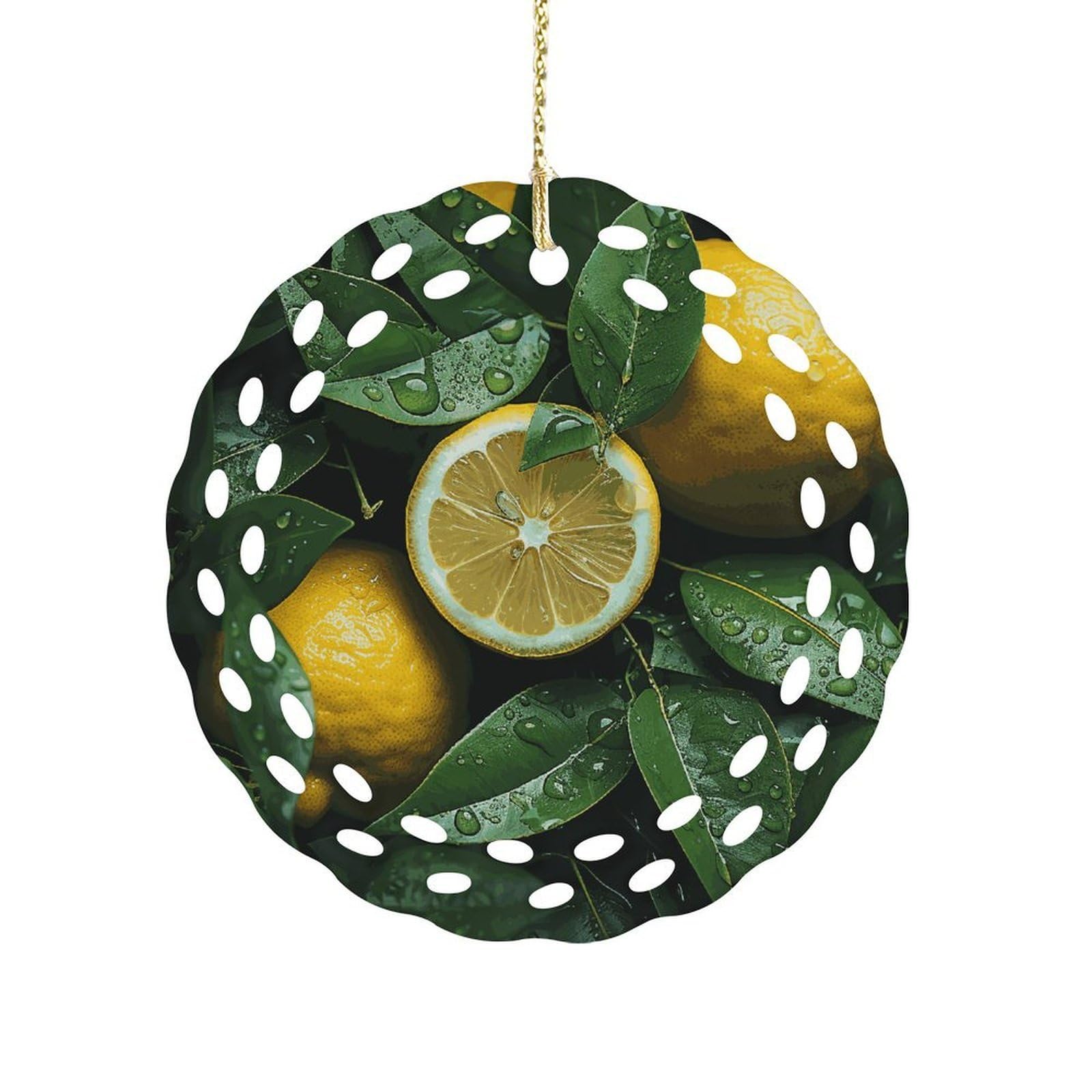 Fekiloot Women's Style Fresh Lemon Ceramic Ornaments 3 Inch Round,Holiday Keepsake For ,Girls,Pet Owners,Hanging Ornament Gifts Idea For Home