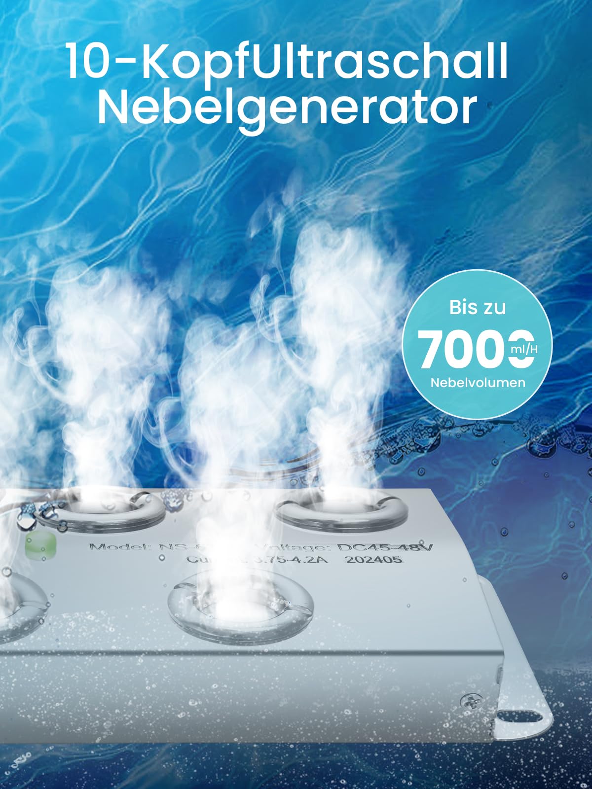 Trintion Ultraschall Nebelmacher Nebler Luftbefeuchter 7000mL/H, 10 Köpfe Hohe Nebelausgabe Halloween Mister Fogger für Teich, Gewächshaus, Luftbefeuchtung, Dekoration (mit Ersatzmembranen) (10 Head)