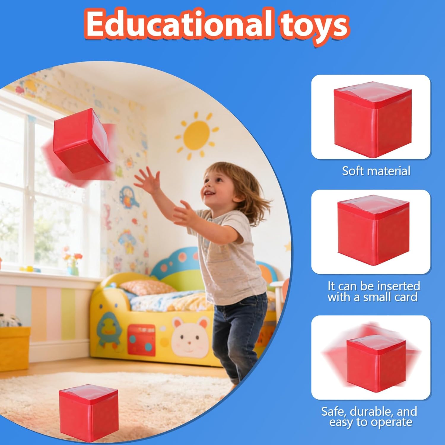 Red 6 Sided Large Soft Dice with Pockets DIY Foam Dice for Classroom Learning Activities Story Cube Game Teacher Dice Set(5.9 Inch)
