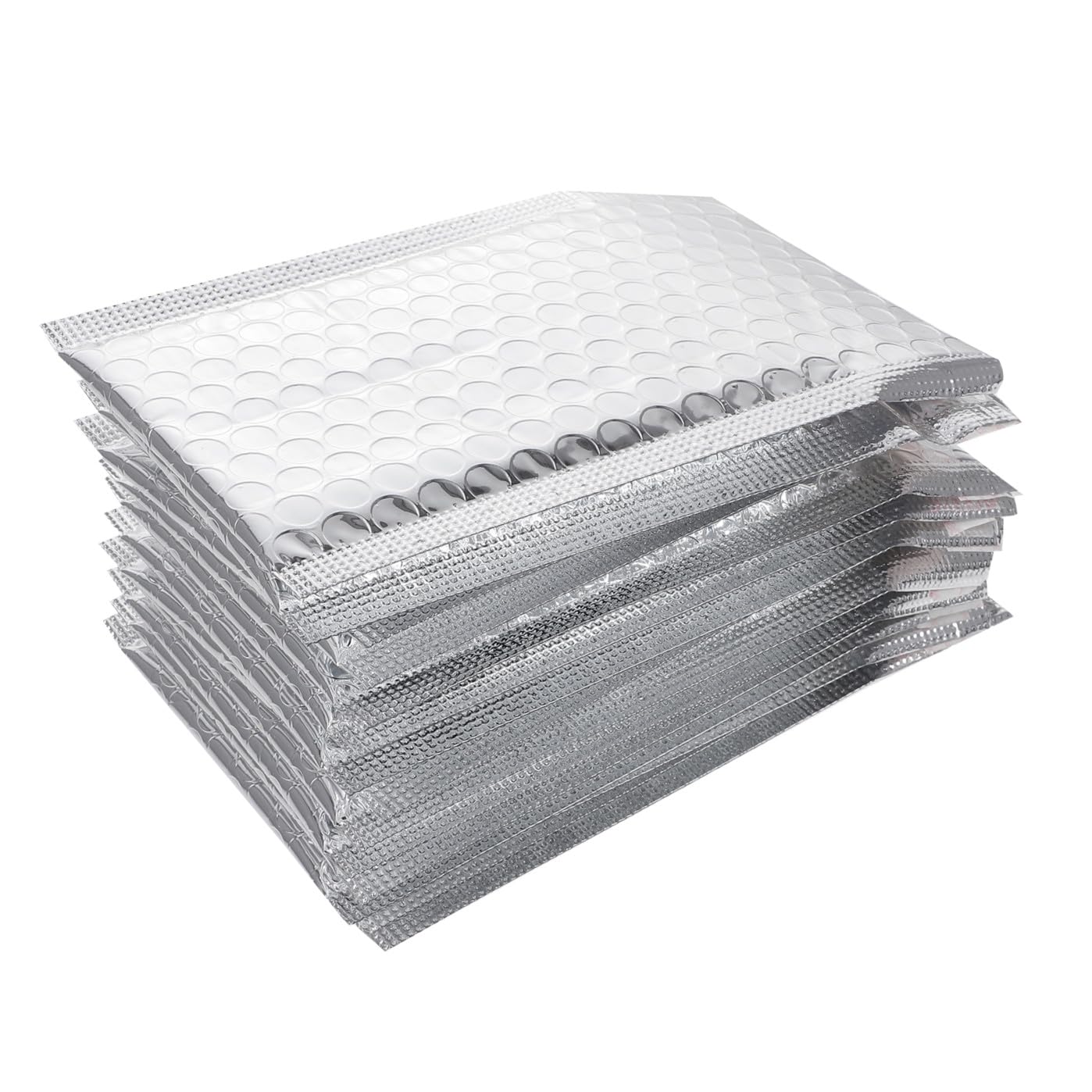 DOITOOL 100 Selbstklebende Gepolsterte Versandtaschen aus Silberner Pe Aluminiumfolie mit Luftpolster 100 Stück Reißfest und Manipulationssichere Versand Luftpolsterumschläge für Büro