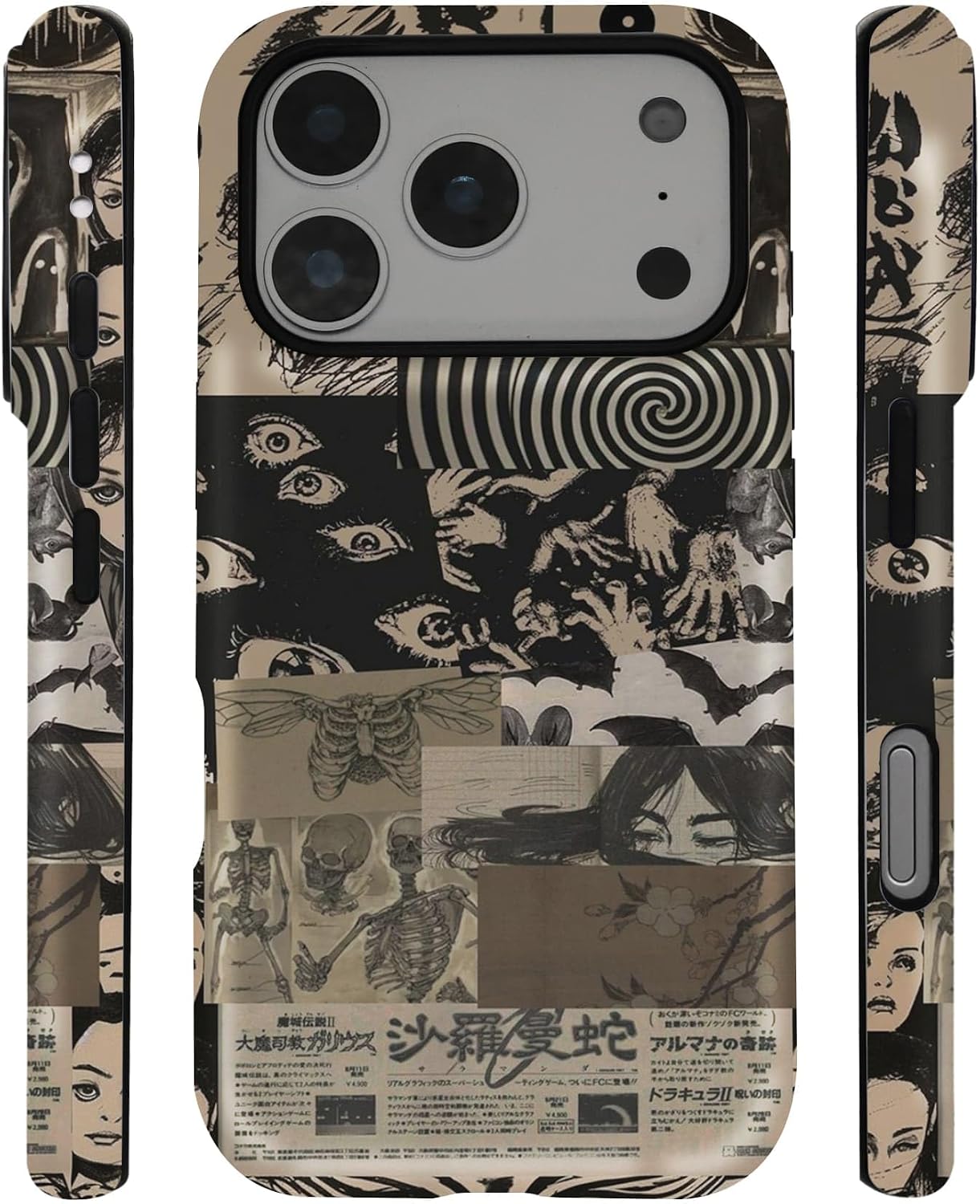 Vintage Japanese Phone Case Shockproof Protective Collage Aesthetic Horror Anime Case for iPhone 17 Pro